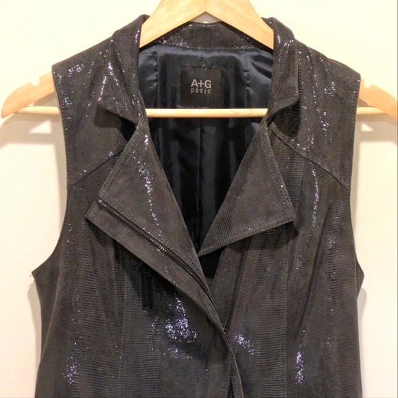 EUC A+G Basic S Dark Grey Genuine Leather Moto Vest - SEE SIZE NOTES - Picture 4 of 12